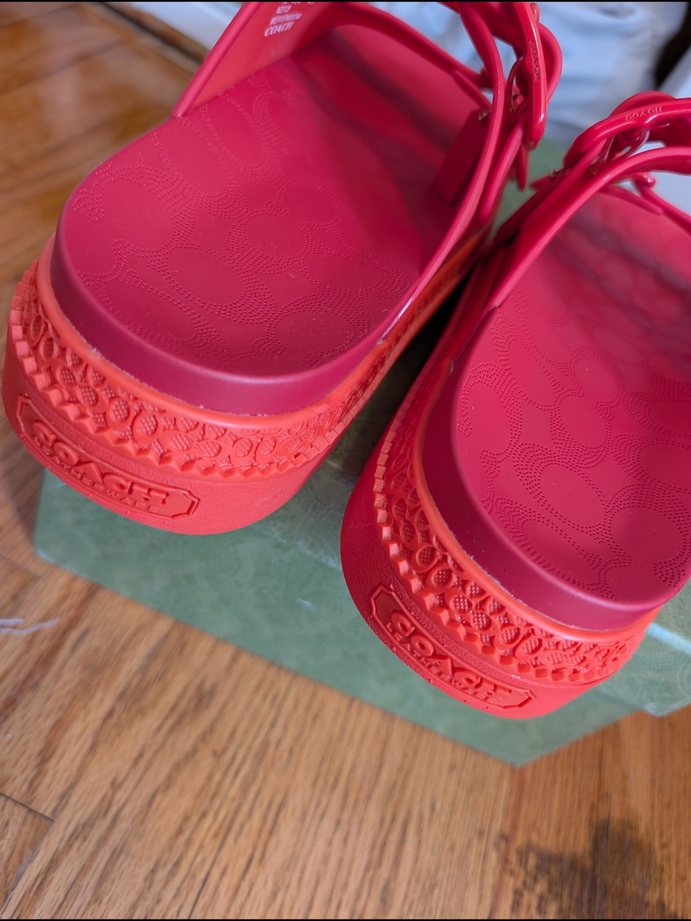 Coach Red Buckle Slide Sandals - Picture 2 of 3